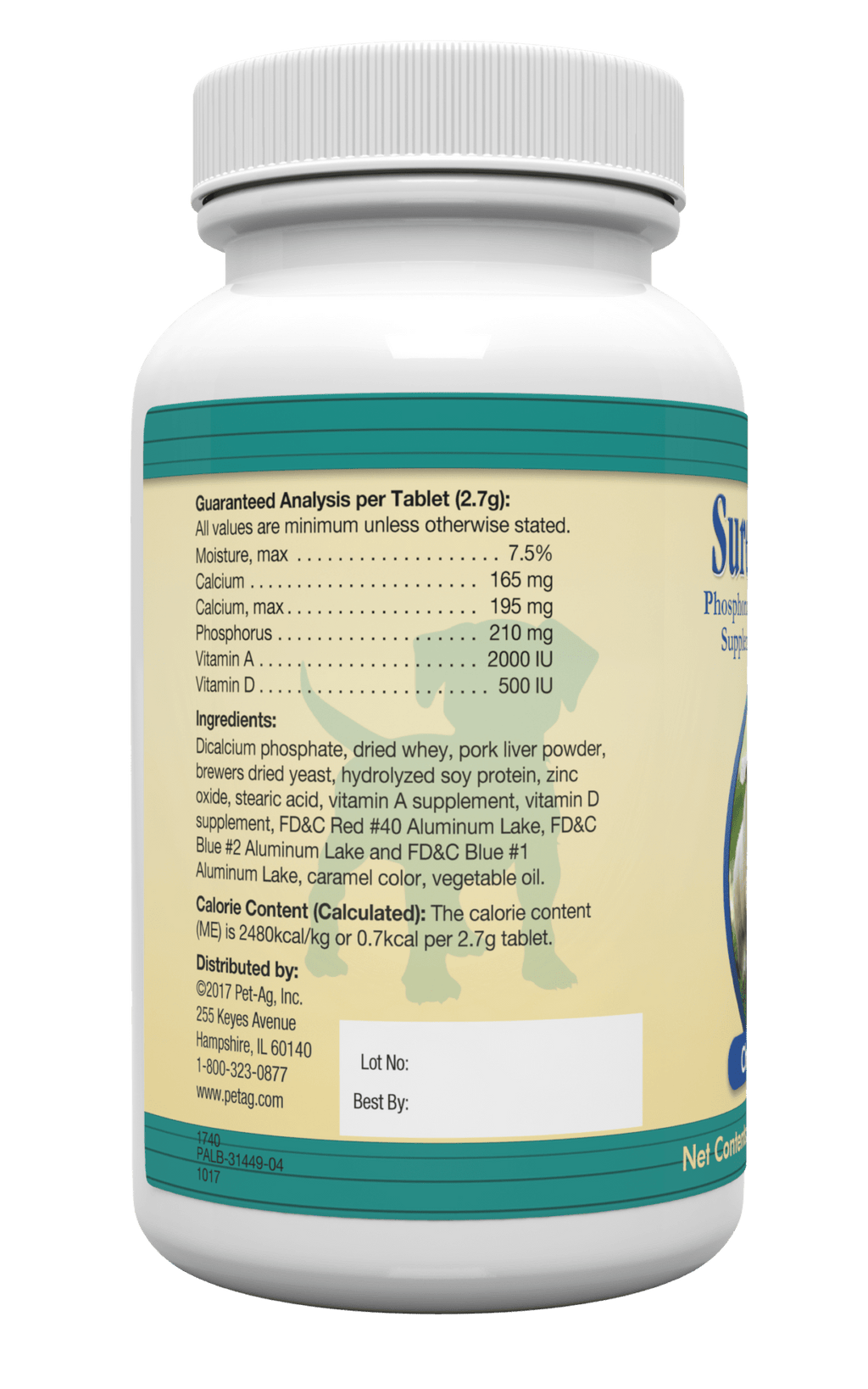 PetAg Sure Grow 100 Supplement for Growing Puppies, 100 chewable tablets