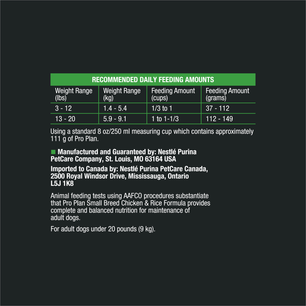 Purina Pro Plan Adult Small Breed Formula Dry Dog Food, 18-lb
