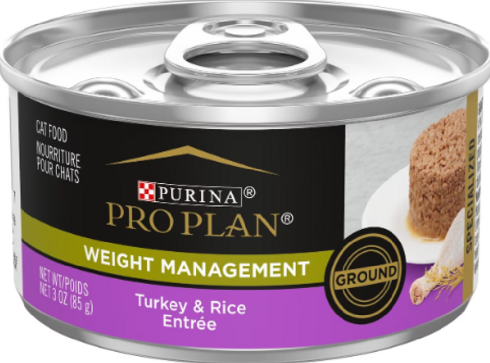 Purina Pro Plan Adult Weight Management Turkey & Rice Entree Ground Canned Cat Food, 3-oz, case of 24