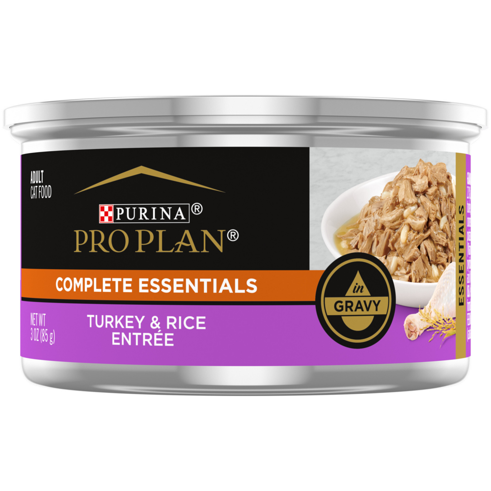 Purina Pro Plan Complete Essentials Adult Turkey & Rice Entree Canned Cat Food, 3-oz, case of 24