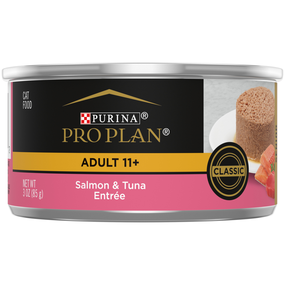 Purina Pro Plan Senior Cat 11+ Salmon & Tuna Entree Canned Cat Food, 3-oz, case of 24