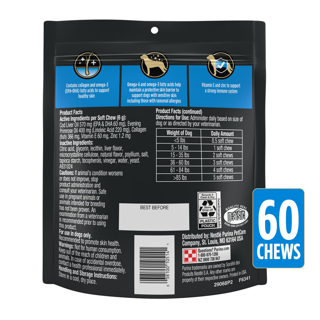 Purina Pro Plan Veterinary Diets Skin Care Soft Chew Supplement for Dogs