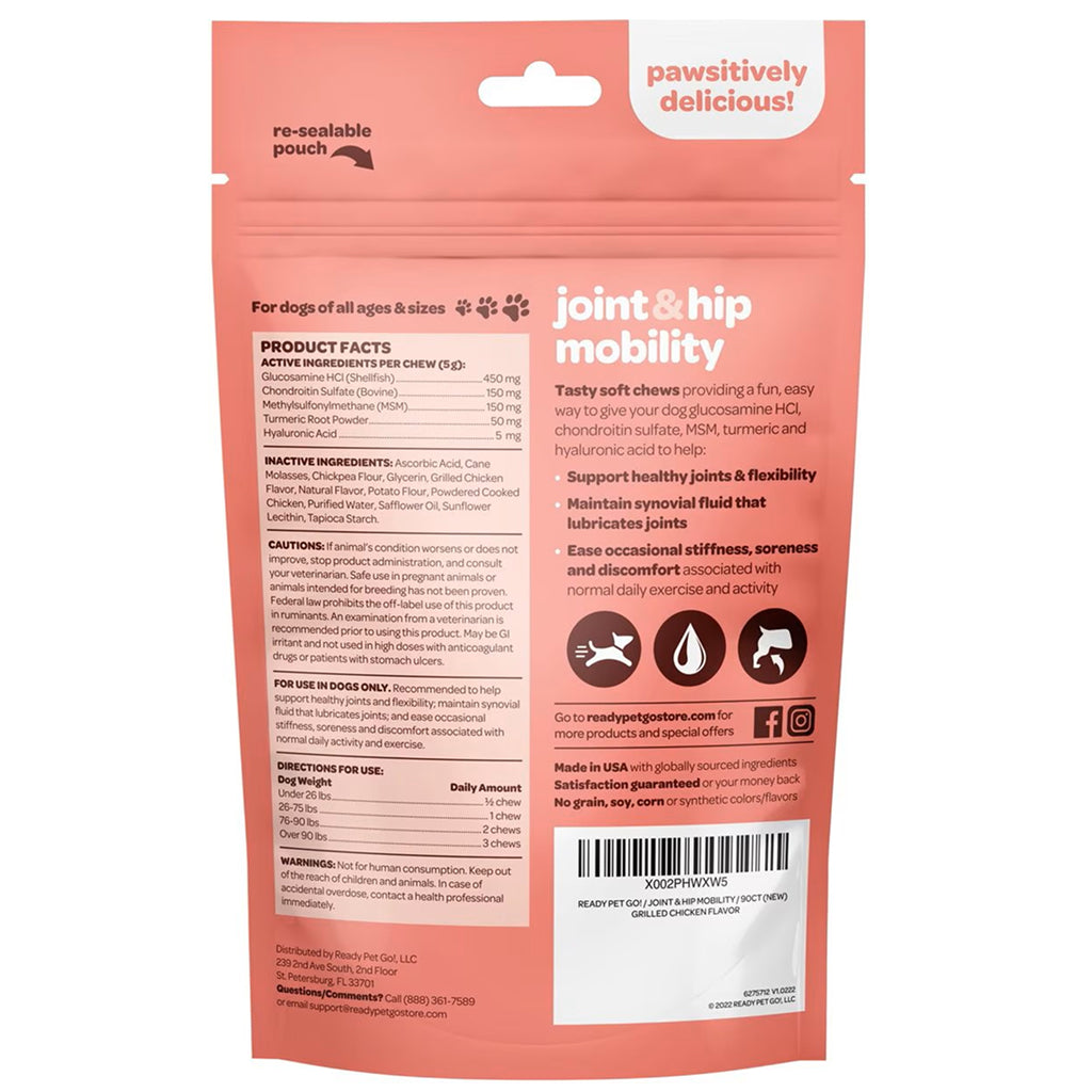 Ready Pet Go Hip & Joint Mobility Support for Dogs (90 soft chews)