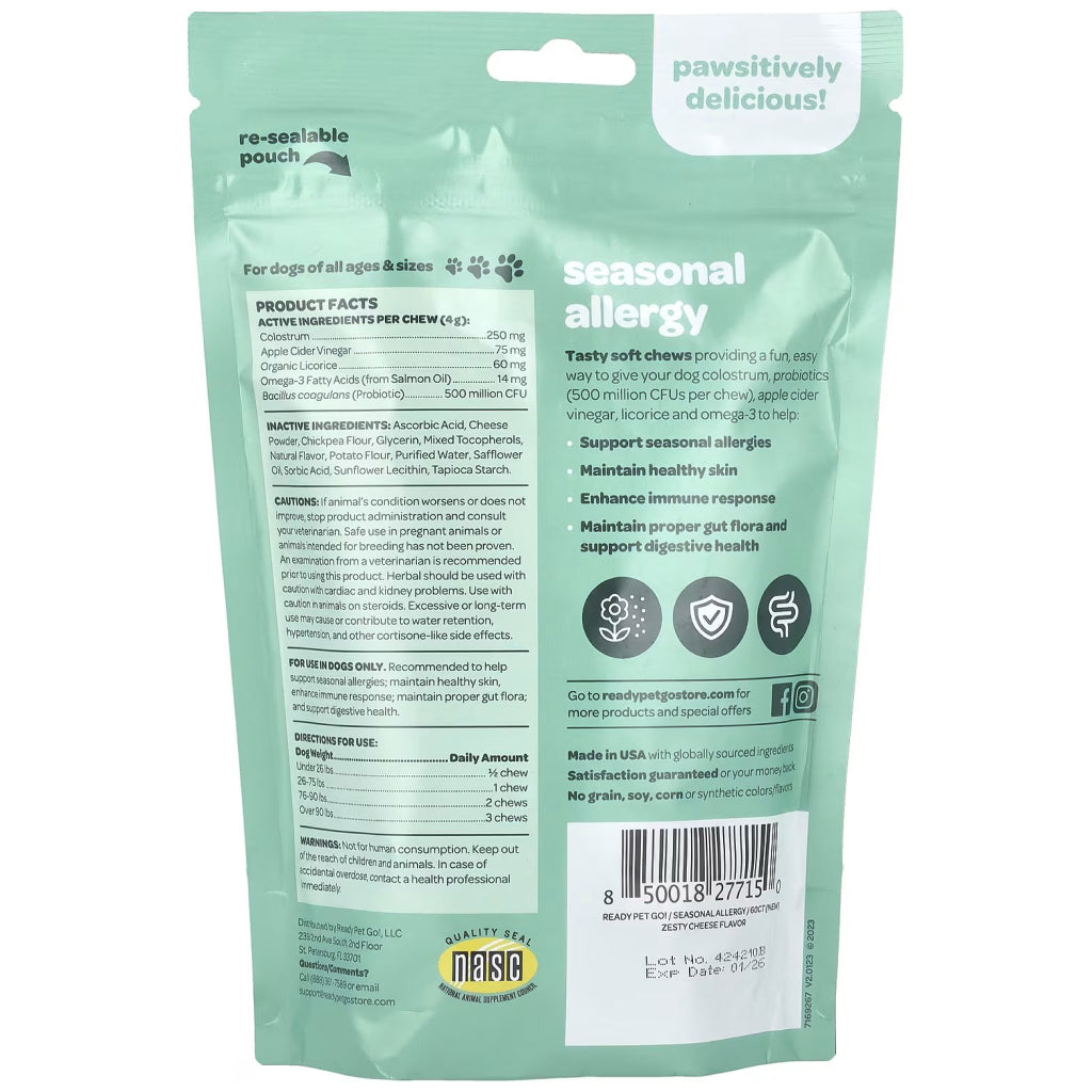 Ready Pet Go Seasonal Allergy Support for Dogs (60 soft chews)