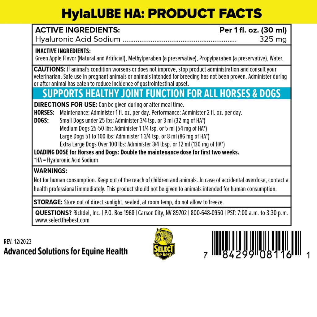 Select The Best HylaLUBE Concentrated Hyaluronic Acid Joint Supplement for Horses