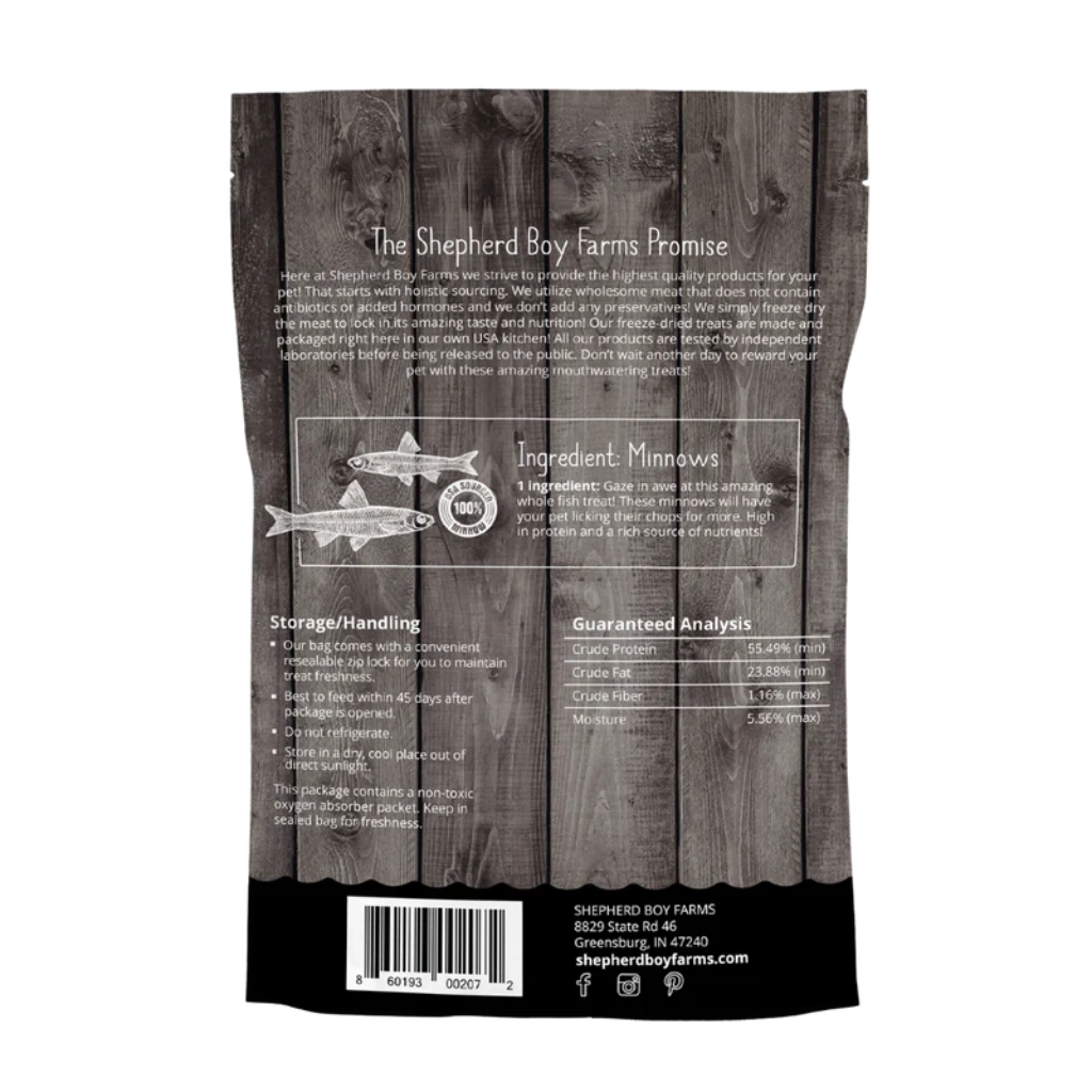 Shepherd Boy Farms Freeze Dried Minnows Treats for Dogs & Cats