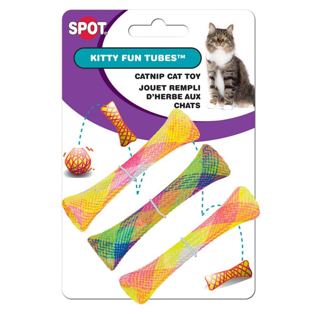 Spot Kitty Fun Tubes Catnip Toy, Assorted, 3-pack
