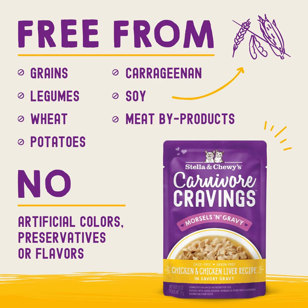 Stella & Chewy's Carnivore Cravings Morsels'N'Gravy Cat Food, 2.8-oz case of 24