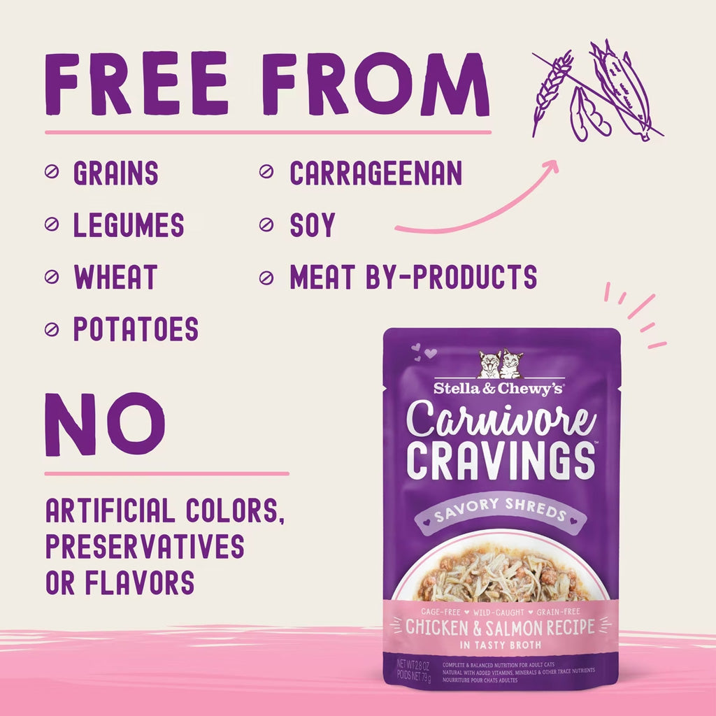 Stella & Chewy's Carnivore Cravings Shredded Wet Cat Food, 2.8-oz case of 24