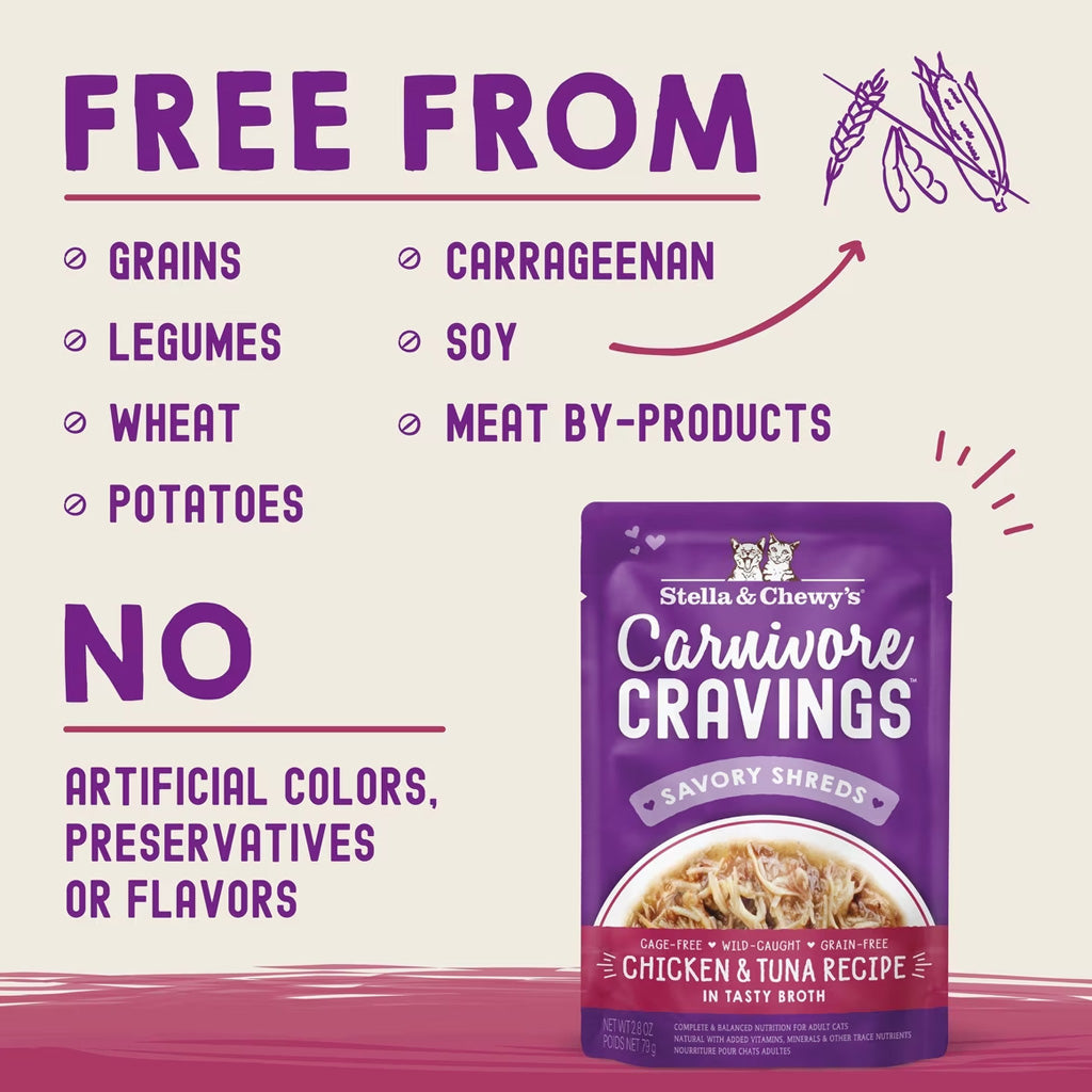 Stella & Chewy's Carnivore Cravings Shredded Wet Cat Food, 2.8-oz case of 24