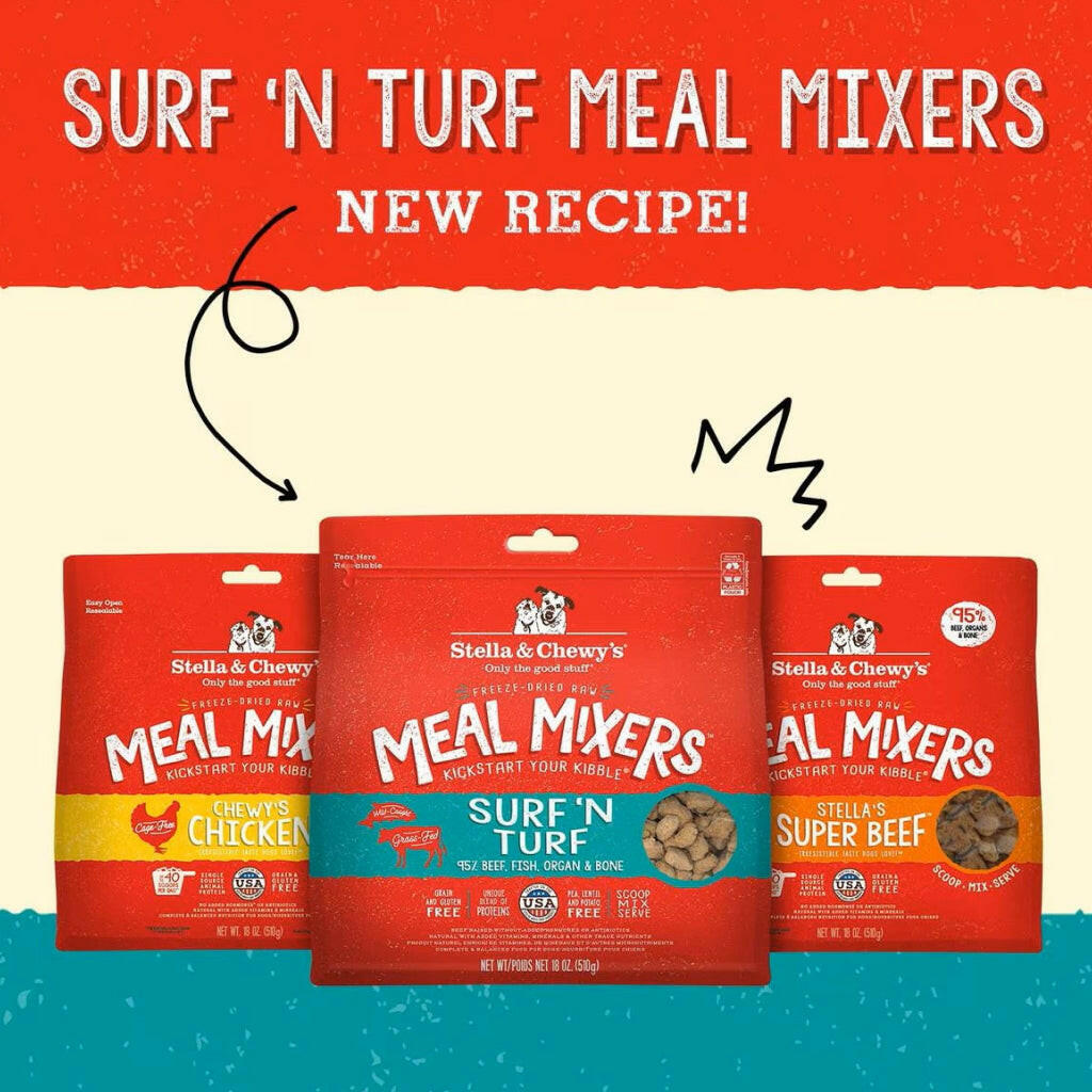 Stella & Chewy's Surf 'M Turf Meal Mixers Freeze-Dried Raw Topper for Dogs