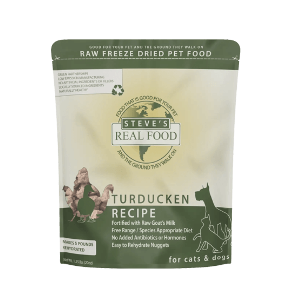 Steve's Real Food Turducken Recipe Freeze-Dried Pet Food for Cats & Dogs (1.25 lb)