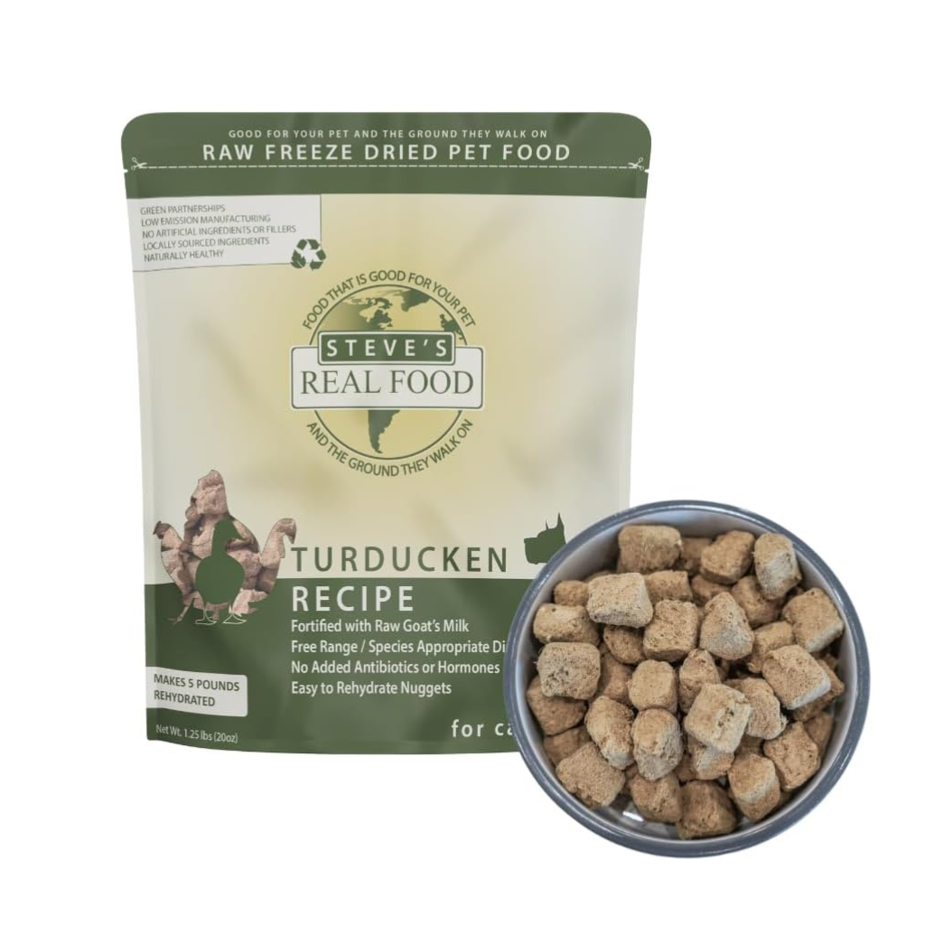 Steve's Real Food Turducken Recipe Freeze-Dried Pet Food for Cats & Dogs (1.25 lb)