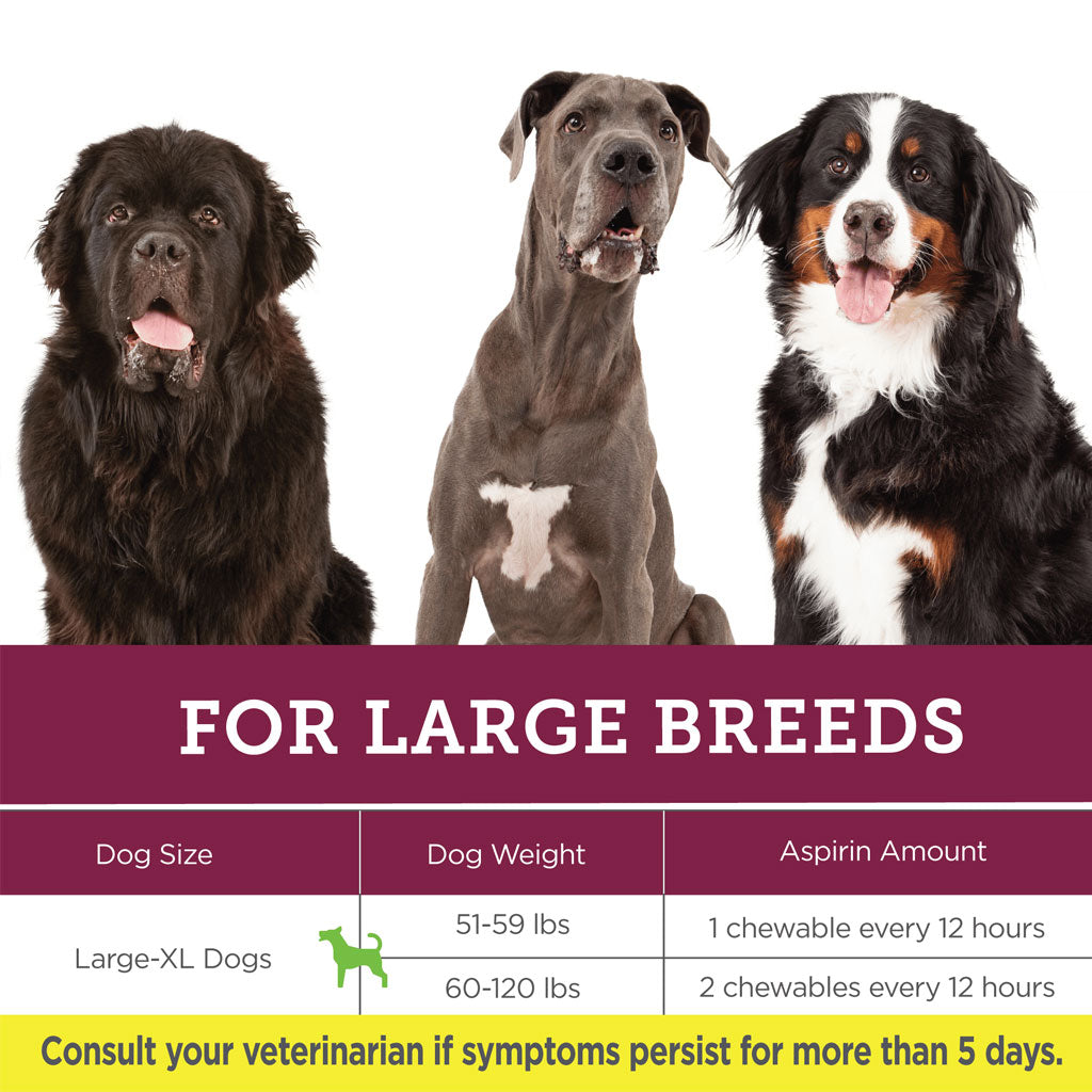 TevraPet Vetality Canine Aspirin for Large & X-Large 51-120 lbs Dogs, 120 Chewable Tablets