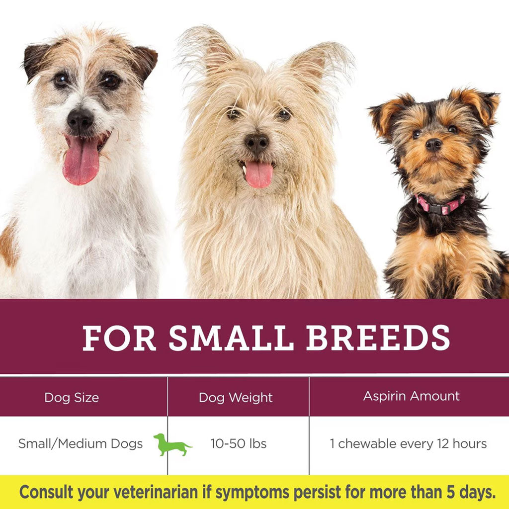 TevraPet Vetality Canine Aspirin for Small & Medium 10-50 lbs Dogs, 75 Chewable Tablets