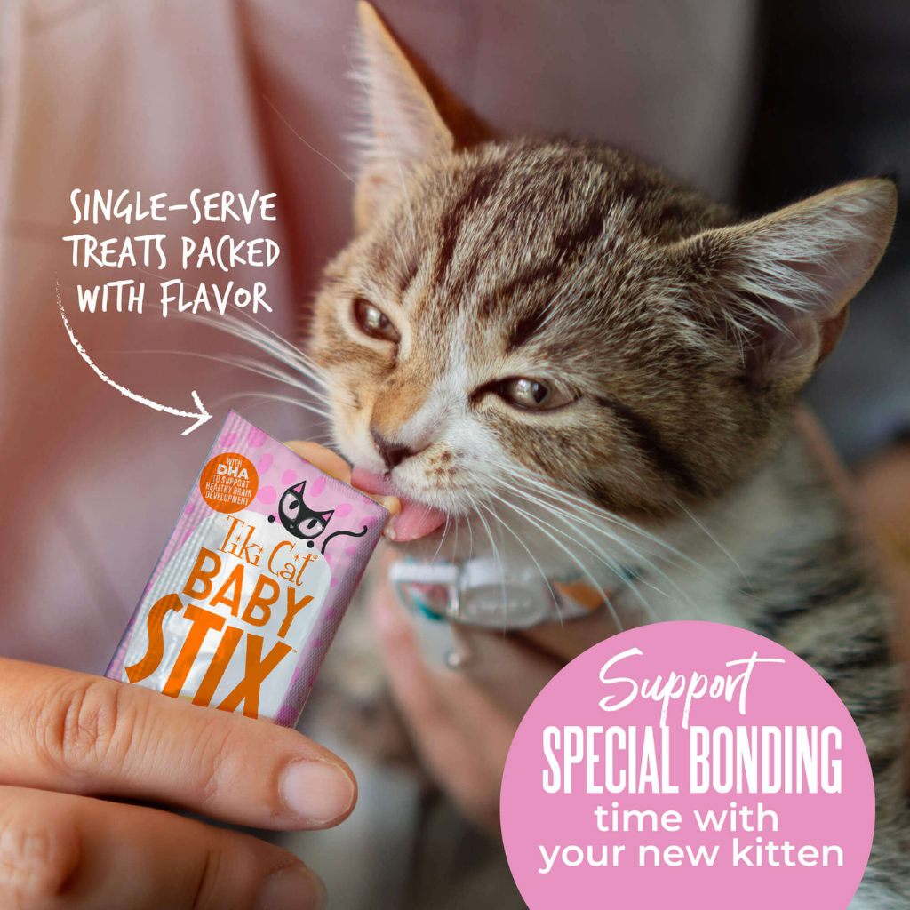Tiki Cat Baby Stix Chicken in Creamy Gravy Wet Kitten Treats Jar (42 sachets)