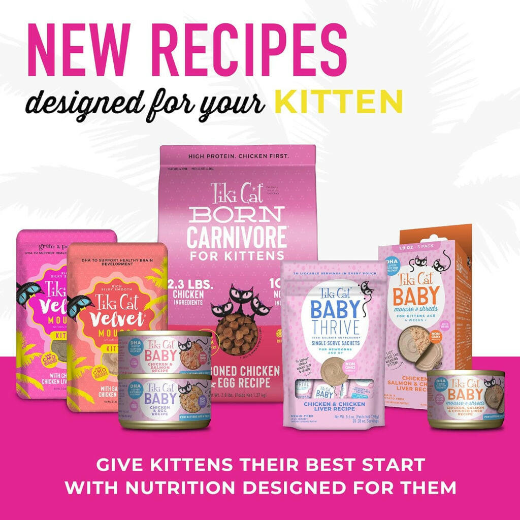 Tiki Cat Baby Thrive Chicken & Chicken Liver Recipe Supplement for Kittens, (0.28 oz x 20 pouches)