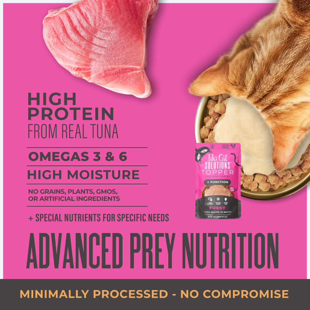 Tiki Cat Solutions + Function Mousse Fussy Tuna Recipe in Broth Food Topper for Cats (1.5 oz x 12 pouches)
