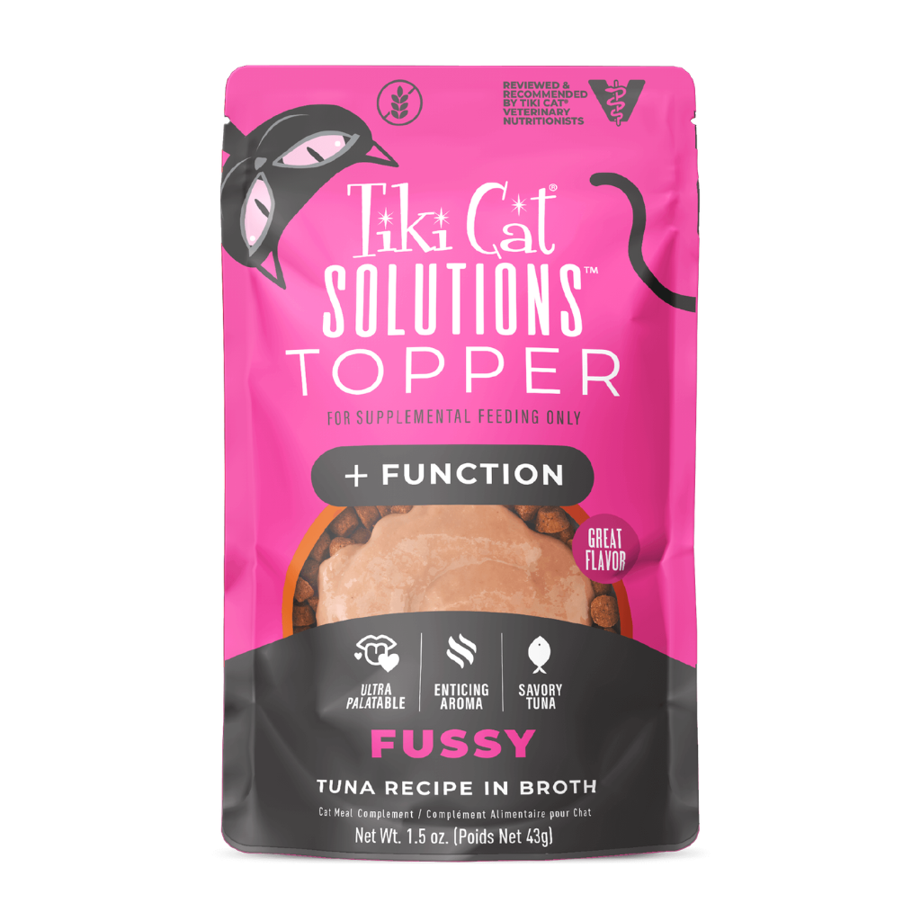 Tiki Cat Solutions + Function Mousse Fussy Tuna Recipe in Broth Food Topper for Cats (1.5 oz x 12 pouches)