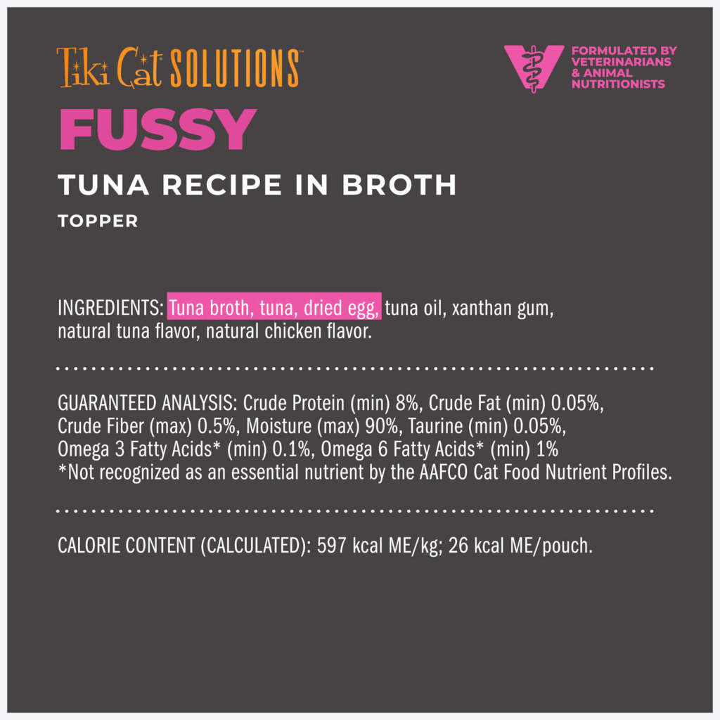 Tiki Cat Solutions + Function Mousse Fussy Tuna Recipe in Broth Food Topper for Cats (1.5 oz x 12 pouches)