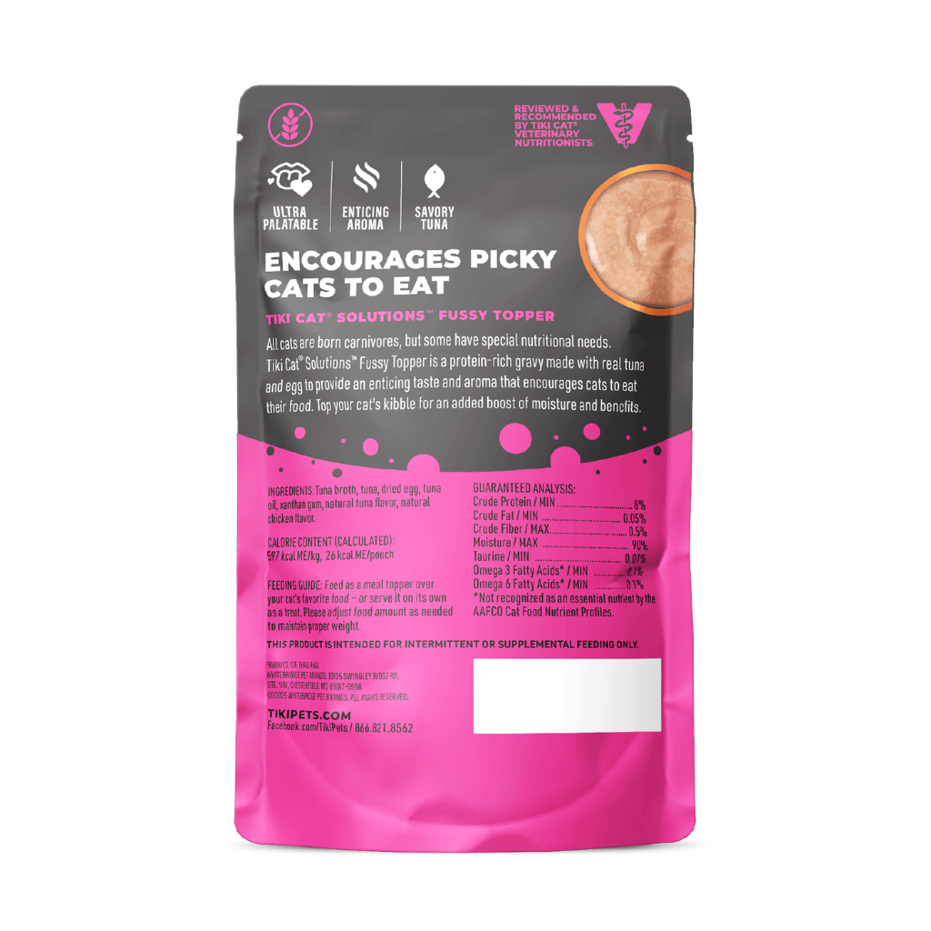 Tiki Cat Solutions + Function Mousse Fussy Tuna Recipe in Broth Food Topper for Cats (1.5 oz x 12 pouches)