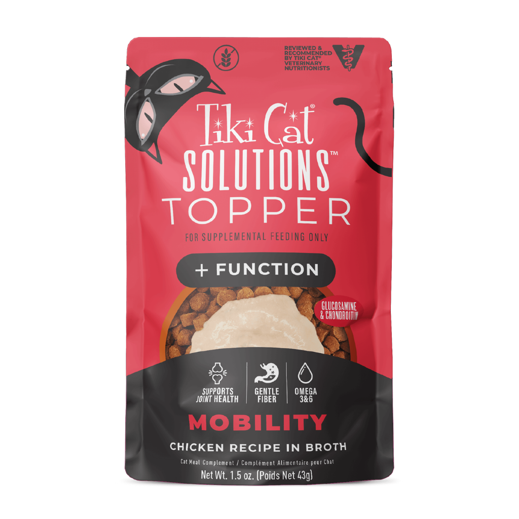Tiki Cat Solutions + Function Mousse Mobility Chicken Recipe Food Topper for Cats (1.5 oz x 12 pouches)