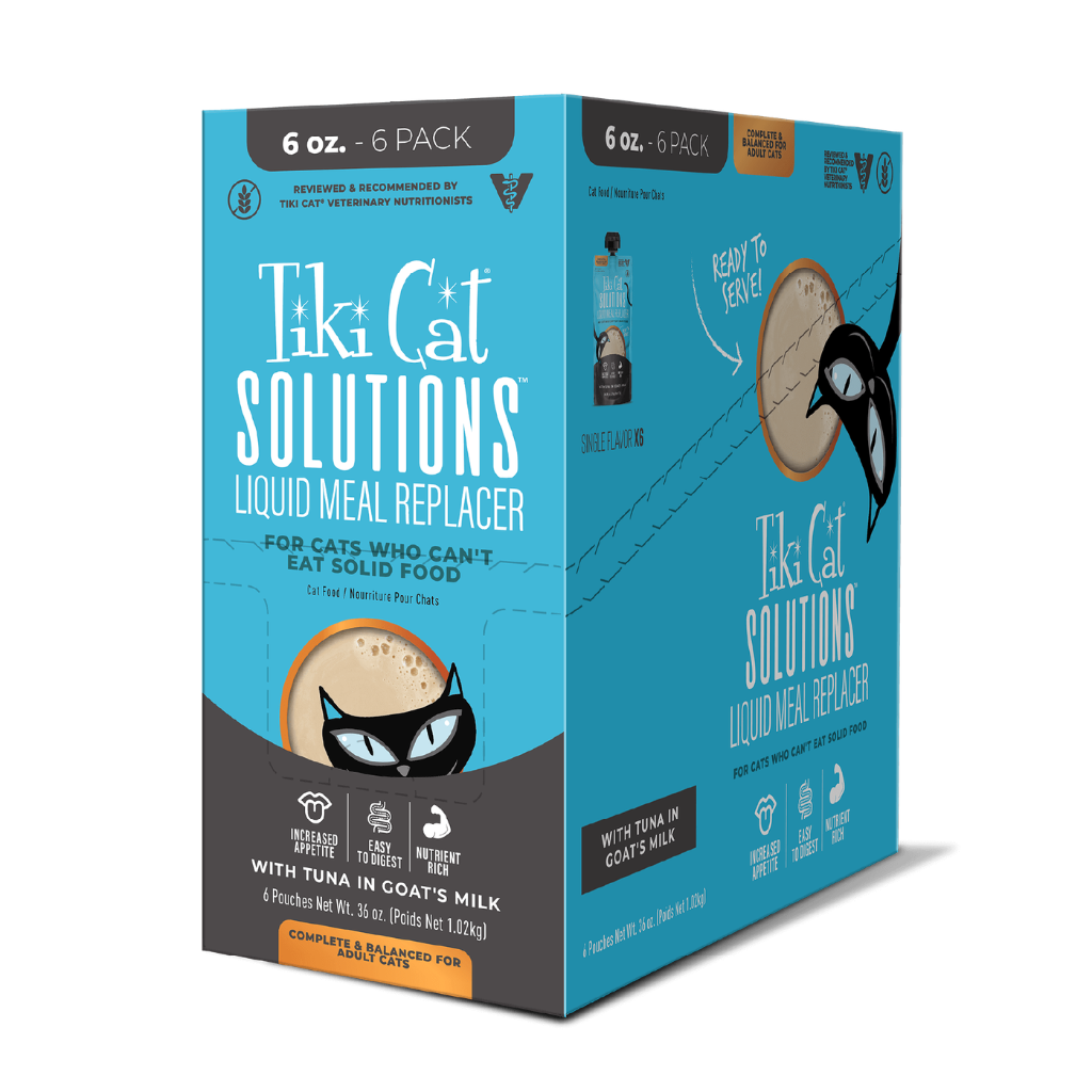 Tiki Cat Solutions Liquid Meal Replacer Tuna in Goat's Milk for Cats (6 oz x 6 pouches)