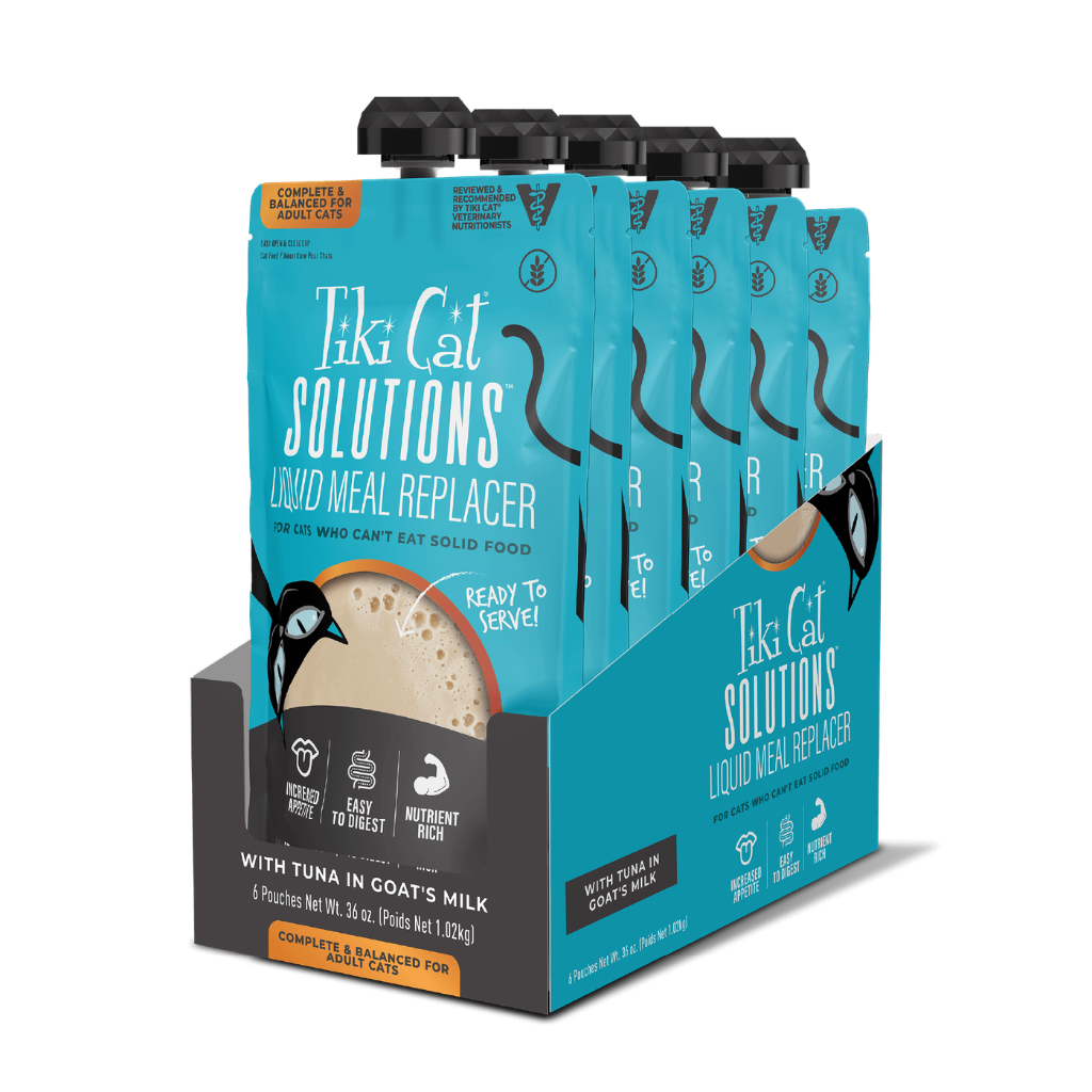 Tiki Cat Solutions Liquid Meal Replacer Tuna in Goat's Milk for Cats (6 oz x 6 pouches)