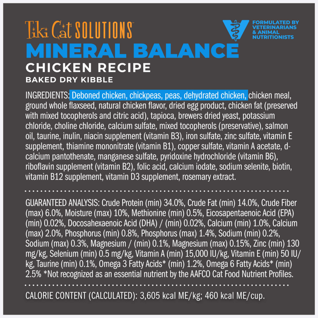 Tiki Cat Solutions Mineral Balance Grain Free Chicken Recipe Dry Cat Food