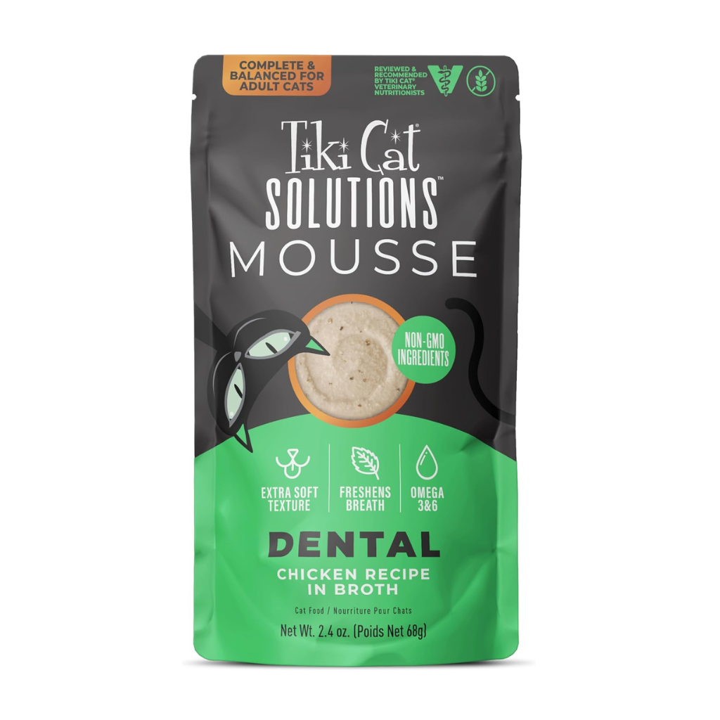 Tiki Cat Solutions Mousse Dental Care Chicken Recipe in Broth Wet Cat Food (2.4 oz x 12 pouches)
