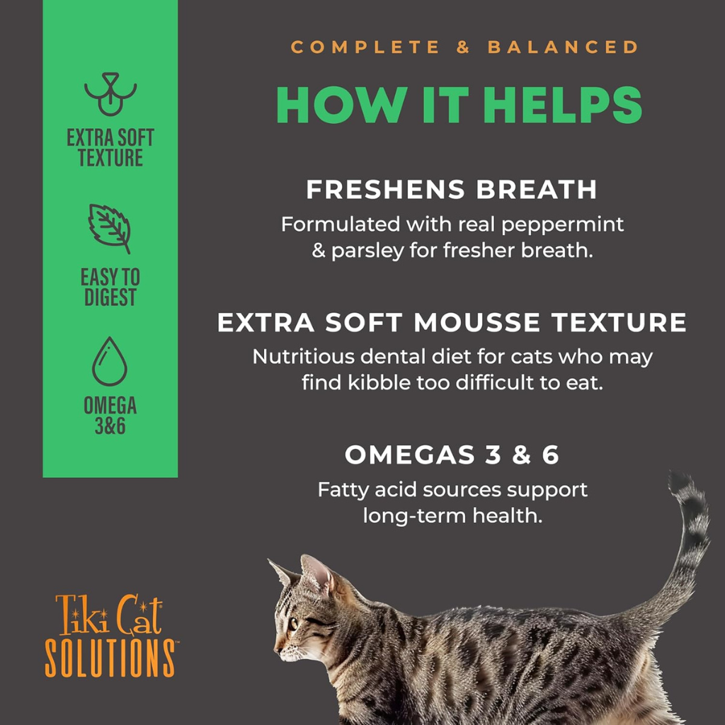 Tiki Cat Solutions Mousse Dental Care Chicken Recipe in Broth Wet Cat Food (2.4 oz x 12 pouches)