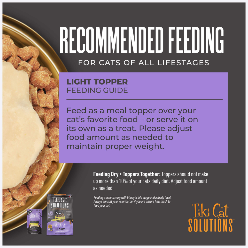 Tiki Cat Solutions Topper + Function Light Low Calorie Chicken & Turkey Recipe in Broth Food Topper for Cats (1.5 oz x 12 pouches)