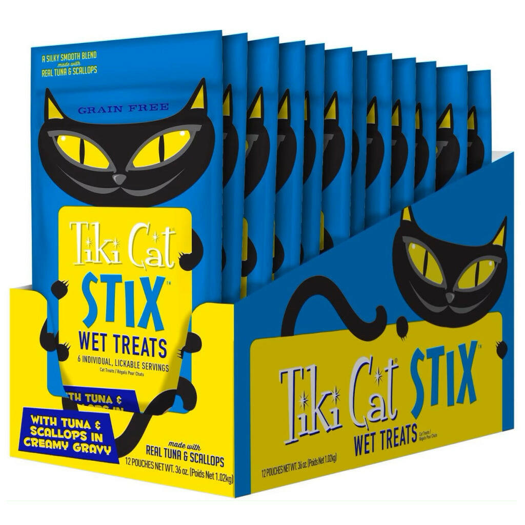 Tiki Cat Stix Tuna & Scallops in Creamy Gravy Grain-Free Wet Treat For Cat (0.5 oz x 6 tubes)
