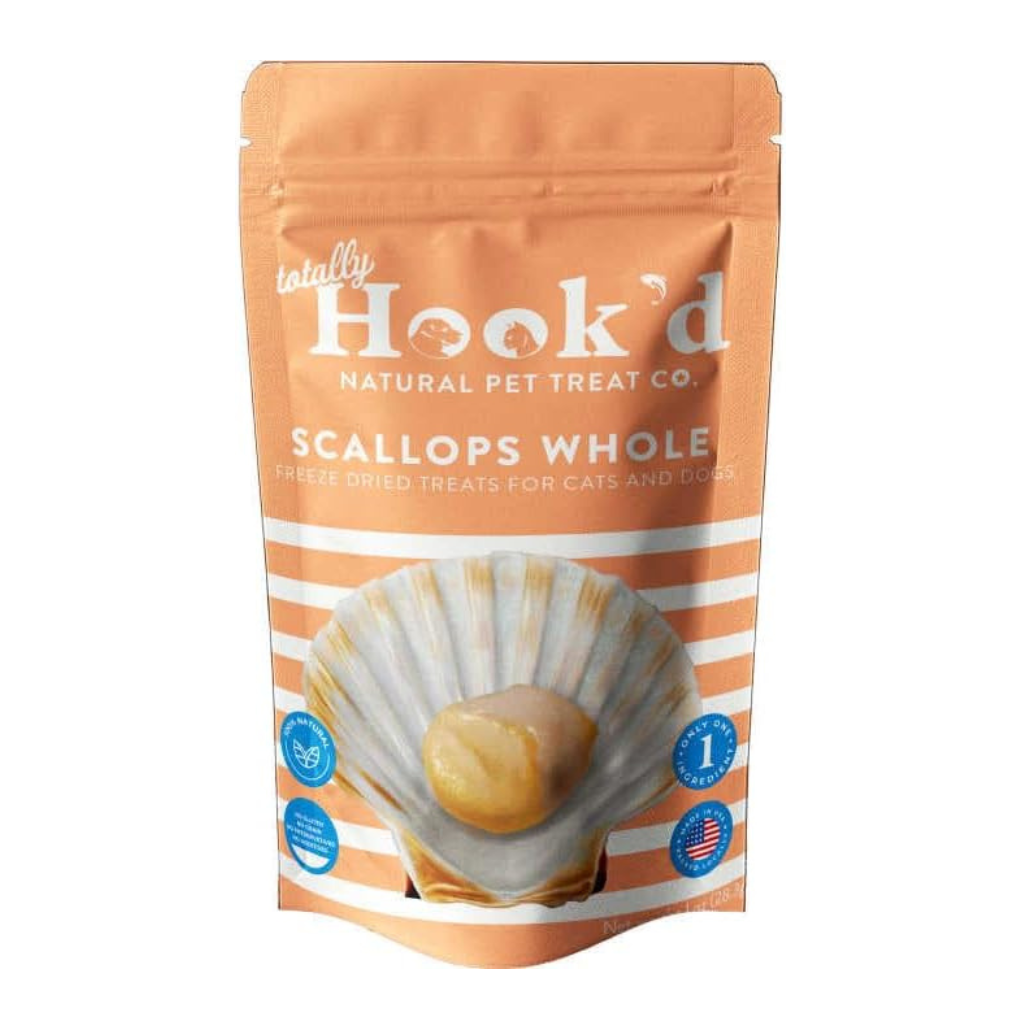 Totally Hook'd Freeze-Dried Whole Scallops Dog & Cat Treats (1 oz)