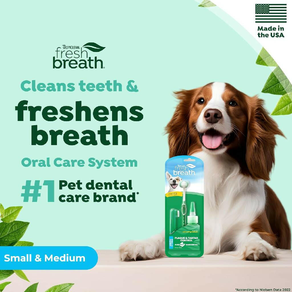 TropiClean Fresh Breath Oral Care Kit for Small & Medium Dogs