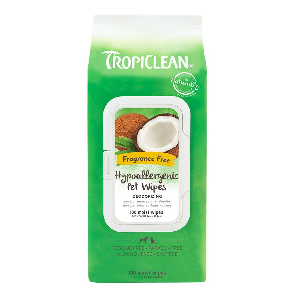 Tropiclean Hypoallergenic Deodorizing Wipes for Dogs & Cats (100 ct)