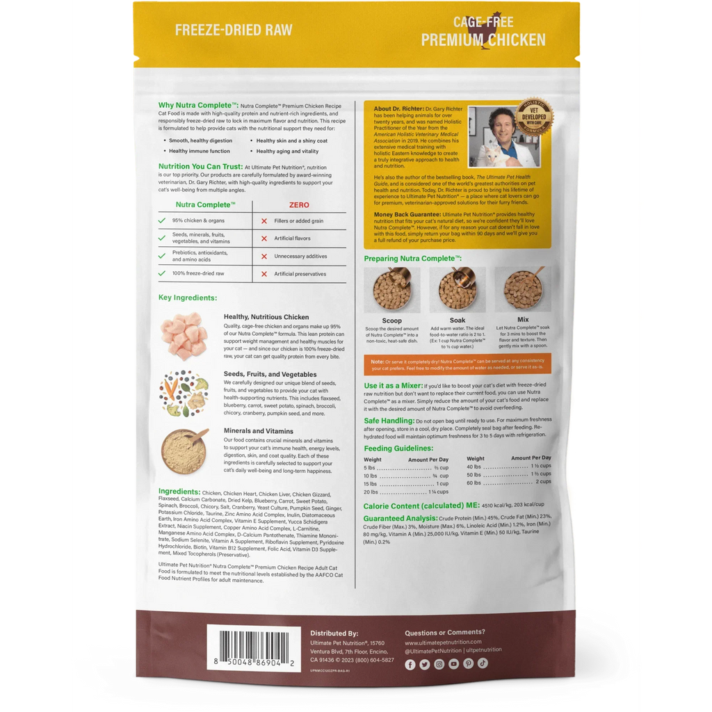 Ultimate Pet Nutrition Nutra Complete Premium Chicken Freeze-Dried Raw Cat Food, 12-oz