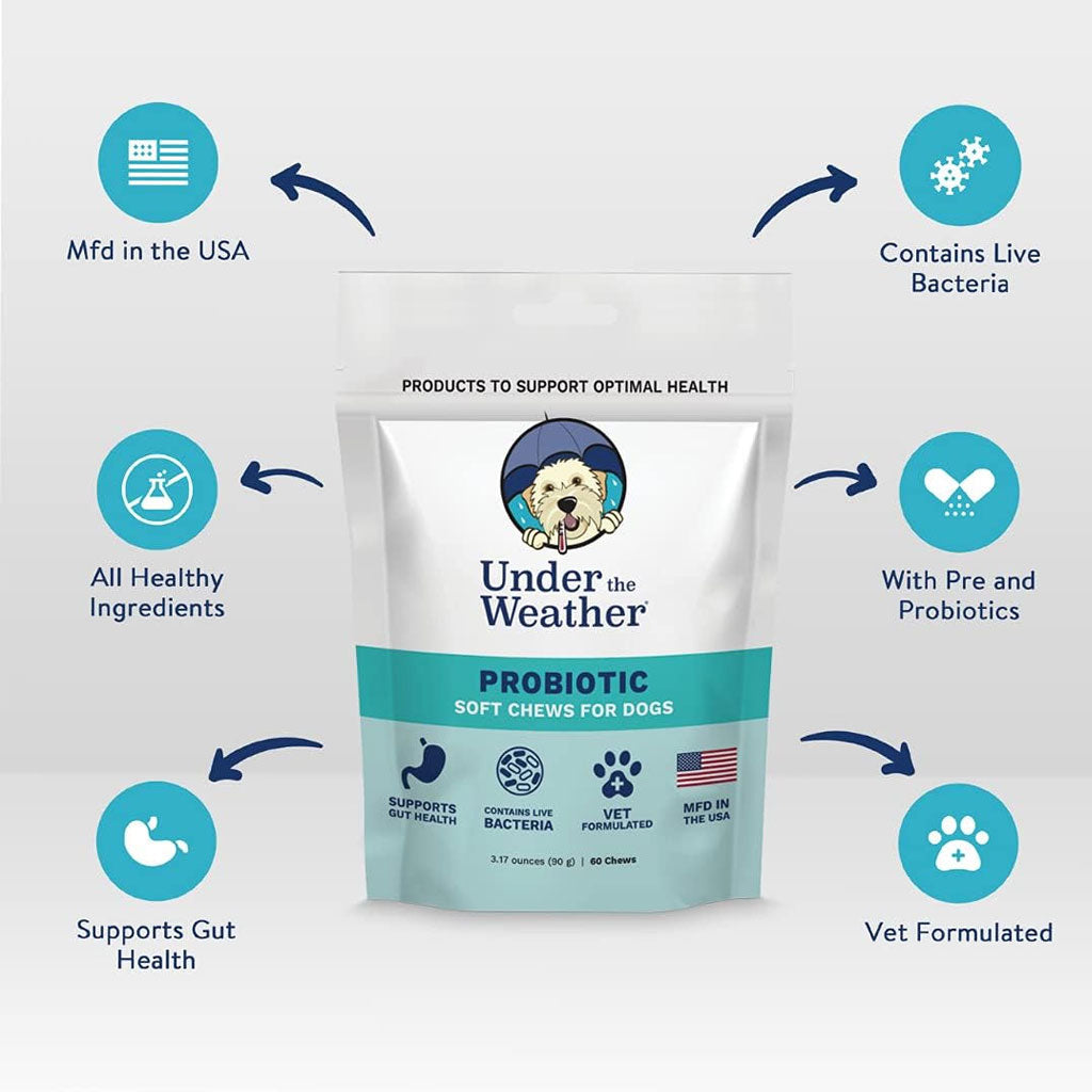 Under the Weather Probiotic Soft Chews for Dogs, 60 chews
