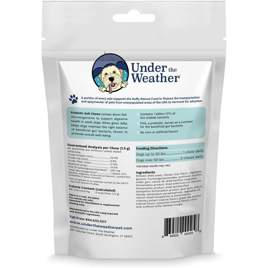 Under the Weather Probiotic Soft Chews for Dogs, 60 chews