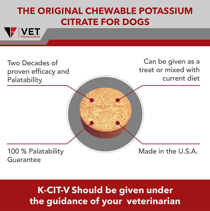 V.E.T Pharmaceuticals K-CIT-V Plus Cranberry Chewable Tablets for Dogs, 100-count