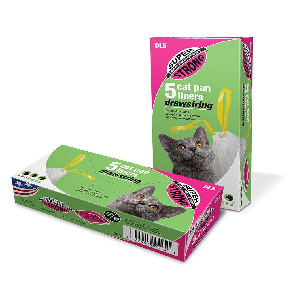 Van Ness Super Strong Drawstring Pan Liners For Cats, 5-count