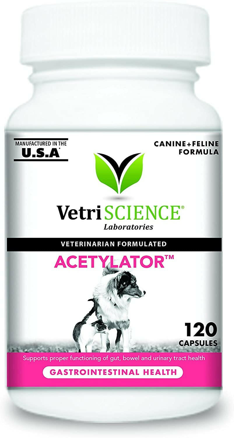 VetriScience Acetylator Digestive Supplement for Cats & Dogs (120 caps)
