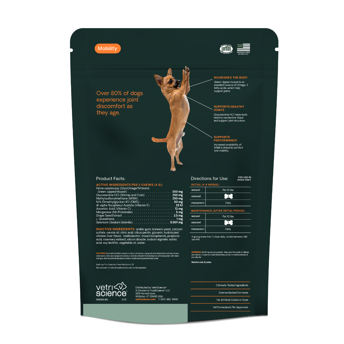 VetriScience Extra Strength Healthy Hip & Joint GlycoFlex 3 Joint Supplement for Dogs (60 Chews)
