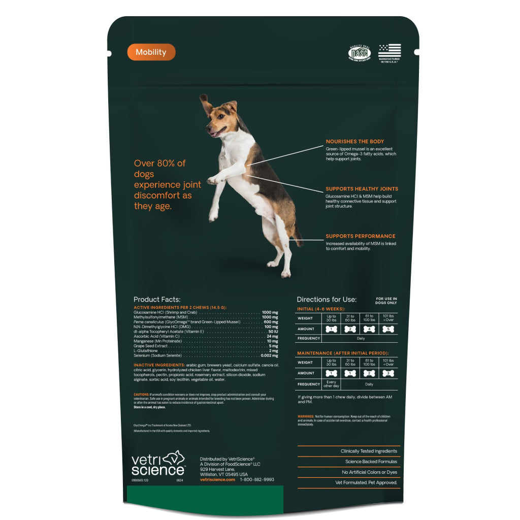 VetriScience GlycoFlex 3 Extra Strength Healthy Hip & Joint Chews for Dogs, Chicken Flavor (120 Soft Chews)