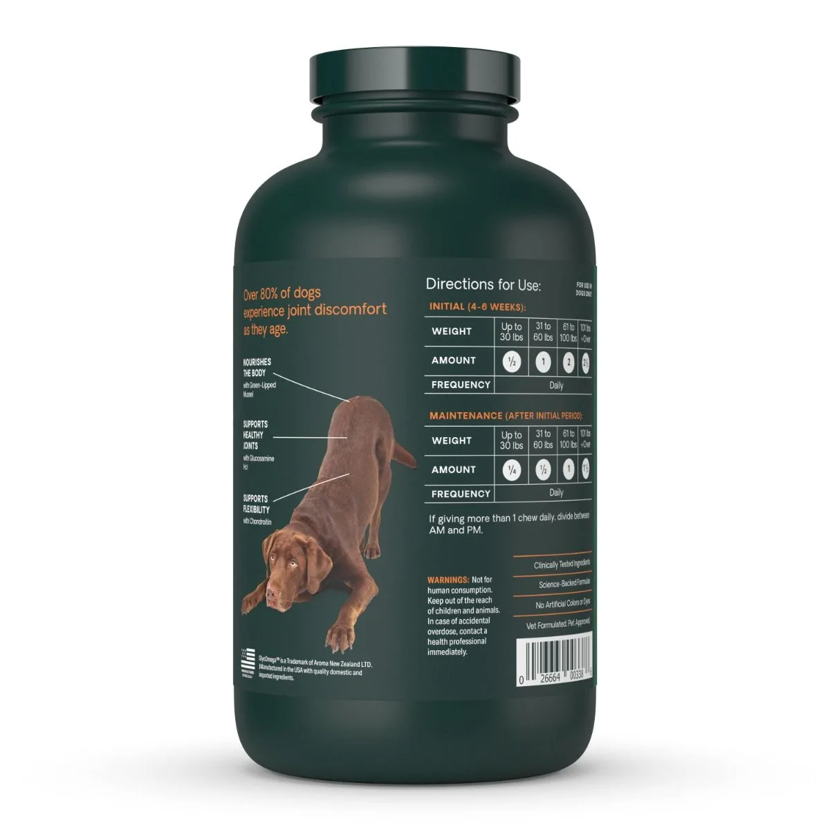 VetriScience GlycoFlex Plus Joint Supplement for Dogs (120 chewable tablets)