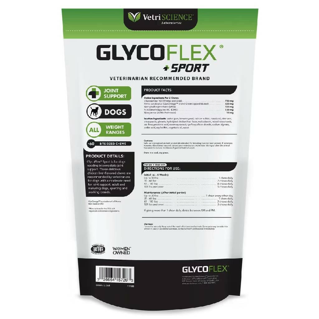 VetriScience GlycoFlex Sport Joint Supplement for Dogs (60 chews)