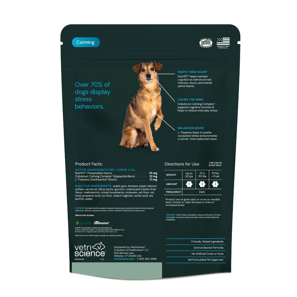 VetriScience Golden Years Calm & Confident Behavior Chew Supplement for Senior Dogs (60 chews)