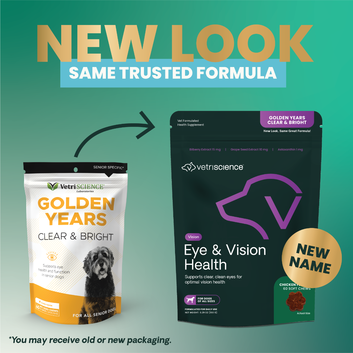 VetriScience Golden Years Clear and Bright Eye Health for Senior Dogs (60 soft chews)