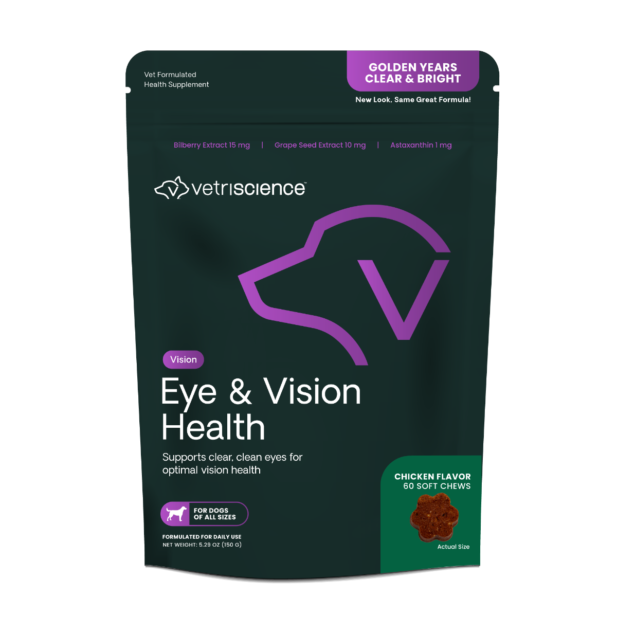VetriScience Golden Years Clear and Bright Eye Health for Senior Dogs (60 soft chews)