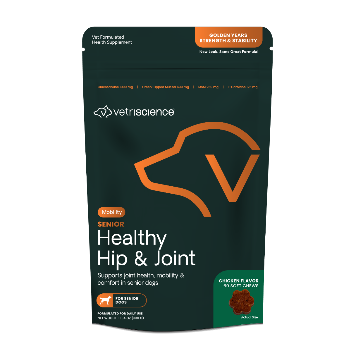 VetriScience Golden Years Strength and Stability Joint Support for Senior Dogs (60 soft chews)